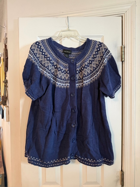 Lane Bryant Sweaters - Lane Bryant Blue Fair Isle Knit Cardigan